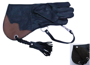 Falconry Glove single skin Cowhide  BLACK & CHOC (Spars Merlins, Kestrels etc)