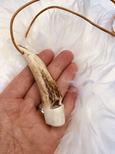 Stag Antler whistle with Leather Lanyard for Falconry & Dog training (handmade)