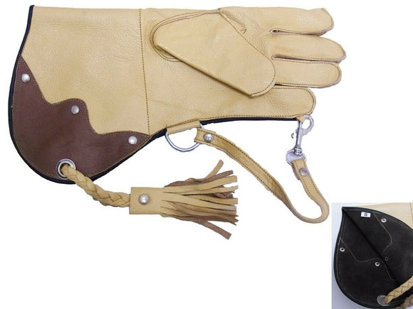 Falconry Glove single skin Cowhide  CREAM & CHOC (Spars Merlins, Kestrels etc)