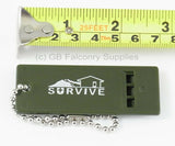 Survival Whistle developed for distance ideal for falconry
