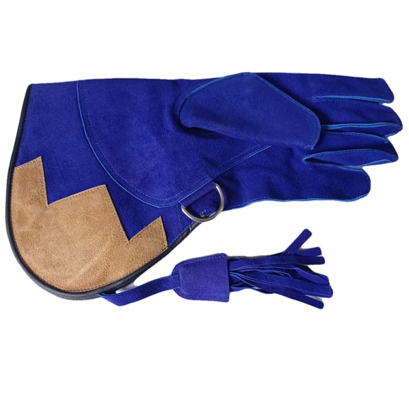 Discounted Blue adults size medium double skin suede leather gloves