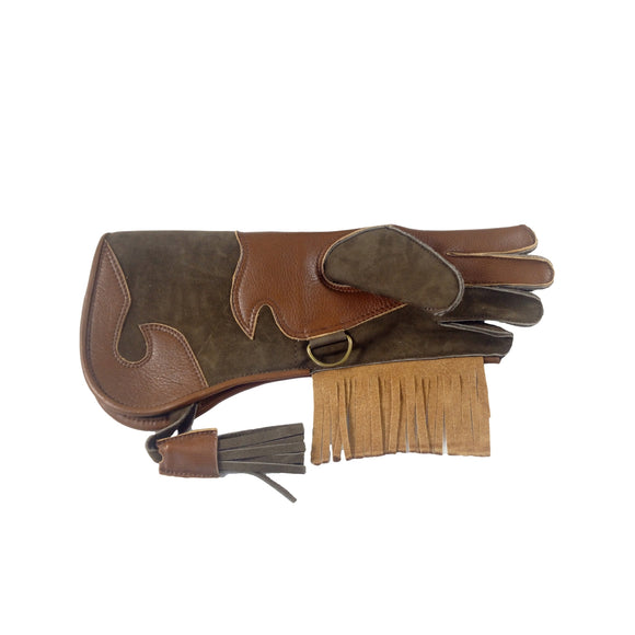 Children's Falconry Glove Long Cuff (double skinned) (Chocolate & Tan)